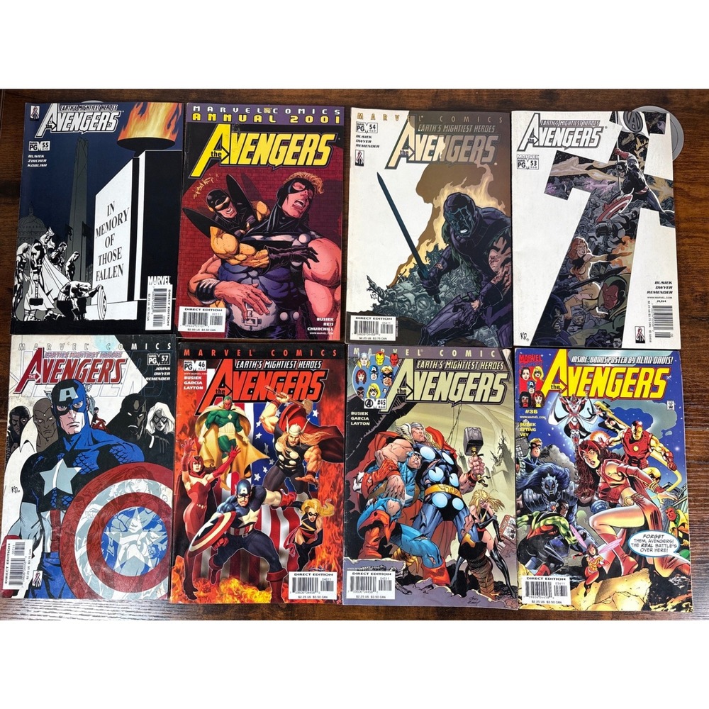 Marvel Avengers Comic Lot 8 Issues 36 45 46 53-55 57 Annual 2001 Kurt Busiek MCU